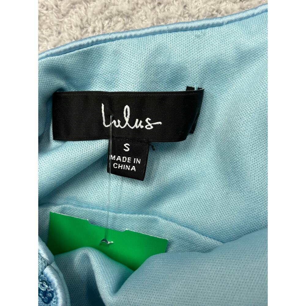 Lulus Light Blue Sequined Sleeveless Formal Dress Size S #68379 - Picture 3 of 3